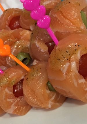 山椒ごま油がけ☆ノルウェーサーモン巻き-レシピのメイン写真