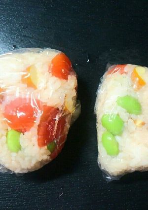枝豆トマトチーズのオリーブオイルおにぎり-レシピのメイン写真