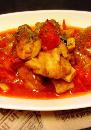 絶品！レンジで時短♡鶏肉のトマト煮込み♡-レシピのメイン写真
