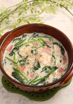 簡単！ベーコンとほうれん草のクリーム煮-レシピのメイン写真