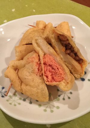 納豆キムチと明太餅のお揚げ巾着-レシピのメイン写真
