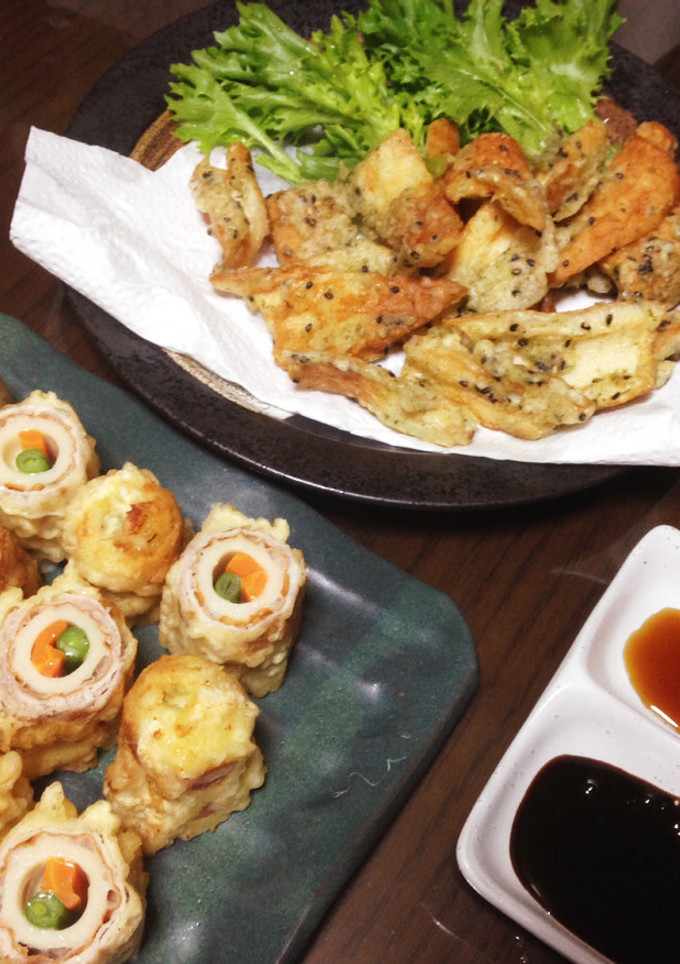 ˚✧₊ちくわ肉巻きto三色揚げ天⁺✧༚-レシピのメイン写真