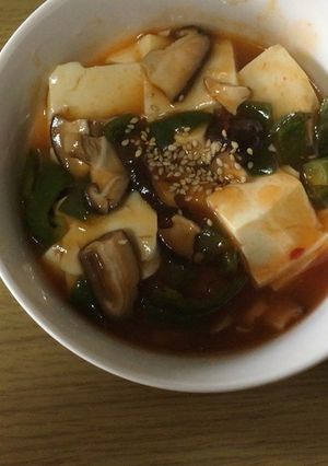 椎茸、ピーマンの麻婆豆腐。-レシピのメイン写真