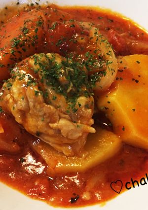 鶏もも肉とじゃがいものトマト煮-レシピのメイン写真
