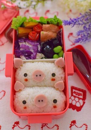 【キャラ弁】俵おにぎりで豚さん弁当-レシピのメイン写真