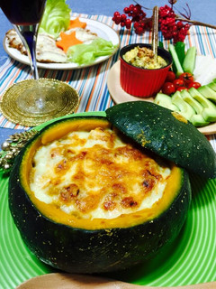 丸ごとかぼちゃの海老グラタン-レシピのメイン写真