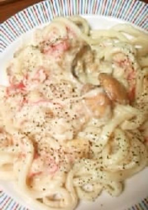 「魚介のクリームパスタ風うどん」-レシピのメイン写真