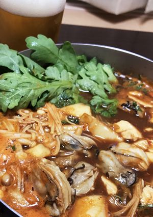 かき豆腐の土手鍋 韓国風 簡単で美味しい-レシピのメイン写真