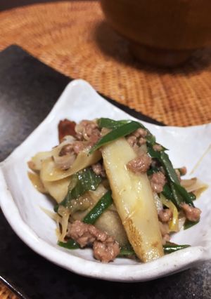 甘辛♡ゴボウと長ネギの合挽き肉炒め！-レシピのメイン写真