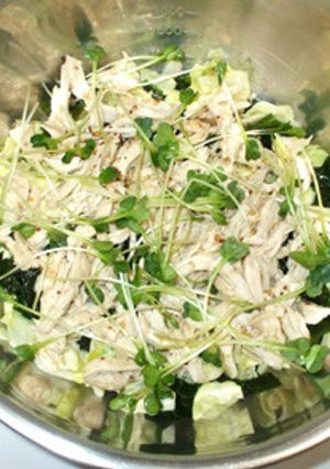 蒸し鶏の辛子酢あえ♪電子レンジ・キャベツ-レシピのメイン写真