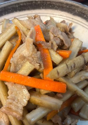 豚肉とゴボウとニンジンの甘酢炒め。-レシピのメイン写真