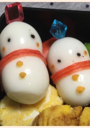 簡単！お弁当おかず うずら卵で雪だるま♡-レシピのメイン写真