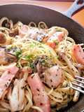 旬【牡蠣とベーコンのアヒージョパスタ】♪