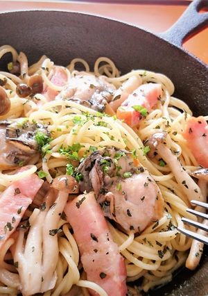 旬【牡蠣とベーコンのアヒージョパスタ】♪-レシピのメイン写真