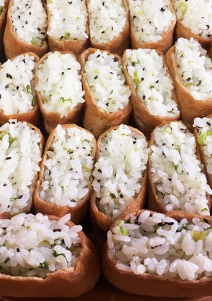 ツンと爽やか、わさび菜のいなり寿司-レシピのメイン写真