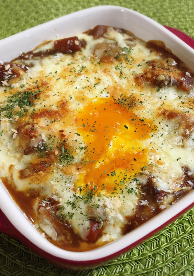 半熟卵とチーズのせ♪とろとろ焼きカレー♡-レシピのメイン写真