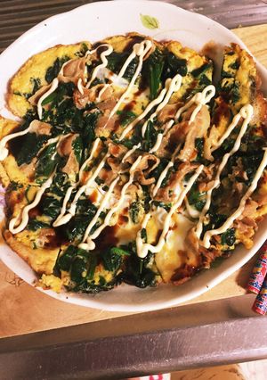 ほうれん草と豚肉のオープンオムレツ-レシピのメイン写真