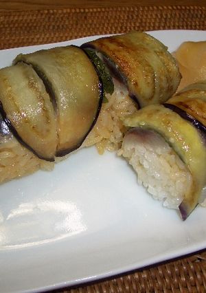 焼き茄子とイワシの太巻き寿司-レシピのメイン写真
