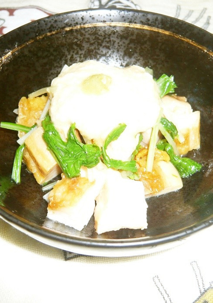 鶏照りと水菜のとろろ和え-レシピのメイン写真