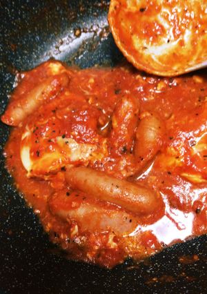 ウインナーと玉子のトマト煮込み-レシピのメイン写真