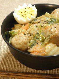 白菜と肉団子の豆乳生姜あんかけ丼-レシピのメイン写真