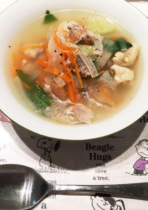野菜たっぷり！鶏肉とチンゲン菜根菜スープ-レシピのメイン写真