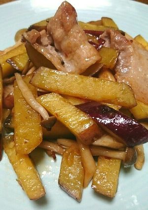 豚バラ肉とさつまいものピリ辛炒め-レシピのメイン写真