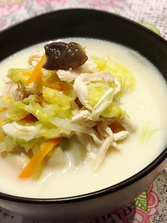白菜と鶏むね肉のポカポカ豆乳スープ☆-レシピのメイン写真