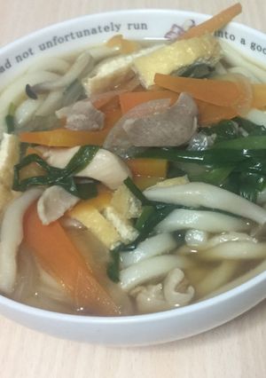 鶏肉とニラのうどん-レシピのメイン写真