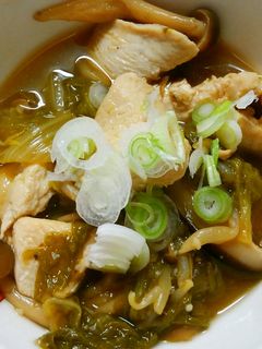 鶏むね肉ときのこと山東菜のにんにく醤油煮-レシピのメイン写真