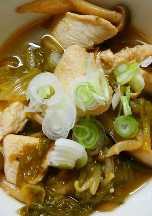 鶏むね肉ときのこと山東菜のにんにく醤油煮-レシピのメイン写真