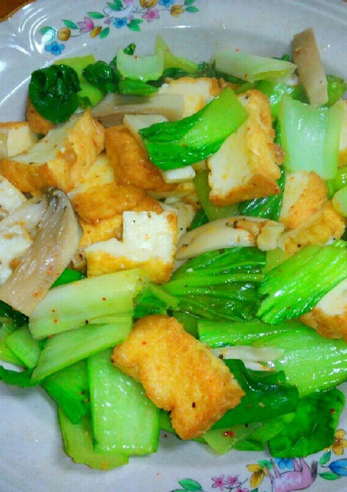チンゲン菜 厚揚げ 椎茸の粉ゆず胡椒炒め-レシピのメイン写真
