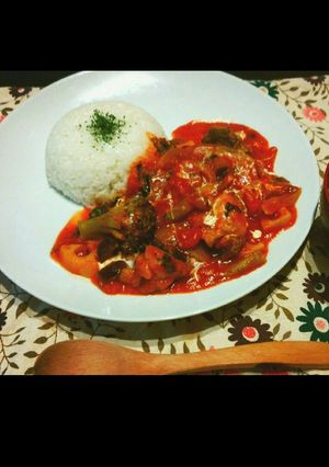 簡単！鶏胸のトマト煮込みライス！-レシピのメイン写真