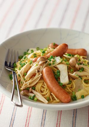 麺つゆで！シャウときのこのパパッとパスタ-レシピのメイン写真
