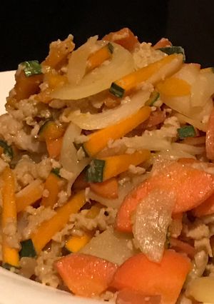 屋久島 魚 すり身混ぜの林檎と野菜炒め-レシピのメイン写真
