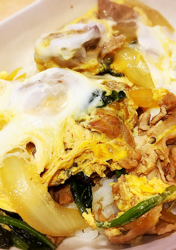 豚こまとほうれん草の卵とじ丼-レシピのメイン写真