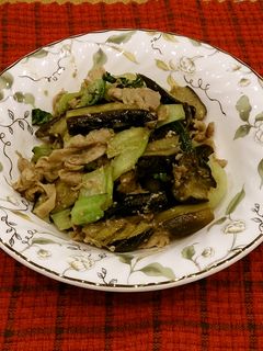 豚肉と茄子とチンゲン菜の味噌炒め-レシピのメイン写真
