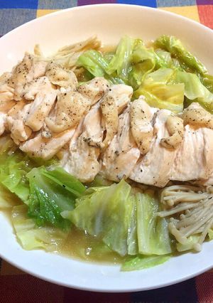 鶏胸肉とキャベツとえのきをレンジでチン-レシピのメイン写真