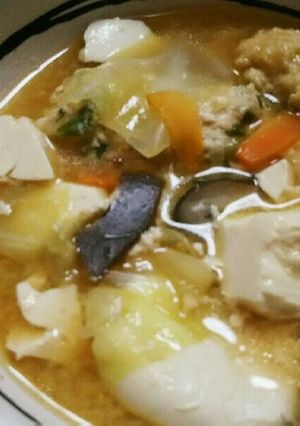 鶏つくねの味噌鍋-レシピのメイン写真