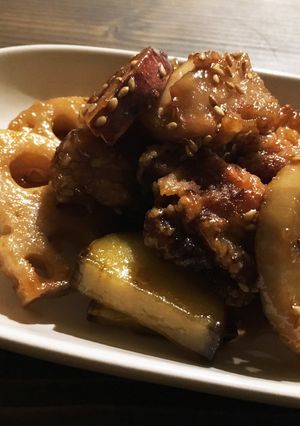 鶏れんこんとさつまいもの甘酢炒め-レシピのメイン写真