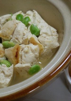 土鍋de枝豆入り蒸し豆腐☆生姜オイスター-レシピのメイン写真
