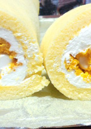 かぼちゃとマシュマロのロールケーキ-レシピのメイン写真