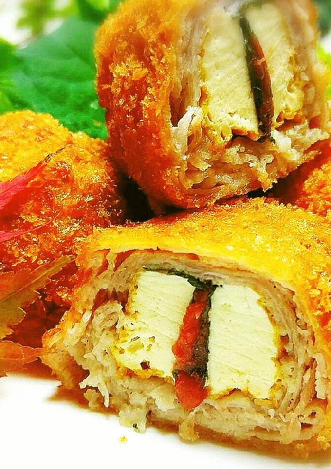 ◆厚揚げと豚肉の梅しそミルフィーユカツ♪-レシピのメイン写真