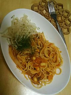 アジフライと鯵天のリメイクトマトパスタ-レシピのメイン写真
