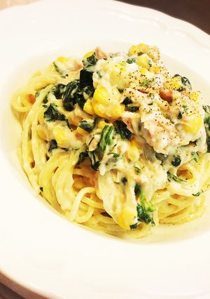 ほうれん草とツナのホワイトクリームパスタ-レシピのメイン写真