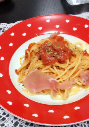 基本のトマトパスタ♡トマト缶生ハムver-レシピのメイン写真