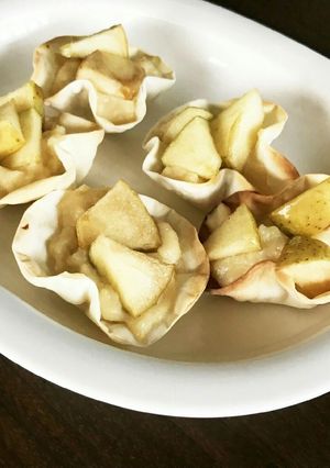 即席！餃子の皮の林檎カスタードパイ-レシピのメイン写真