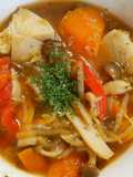 鶏むね肉とパプリカ◆きのこのオニオン煮♪