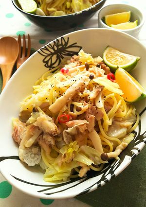 ほっけのスパゲティ☆かぼすを添えて-レシピのメイン写真