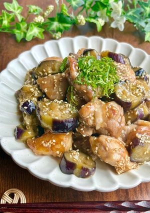 *鶏もも肉となすのごま照り焼き*-レシピのメイン写真